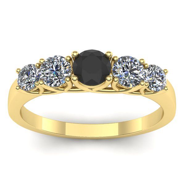 Inel cu diamant negru rotund