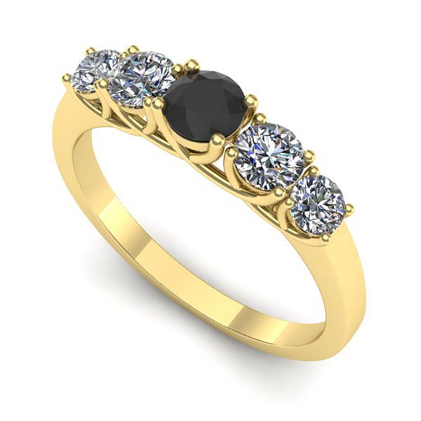 Inel din aur galben cu diamant negru