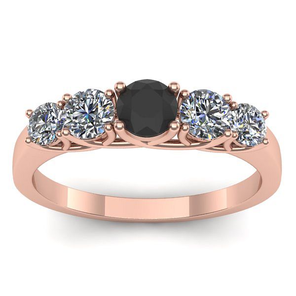 Inel cu diamant negru rotund