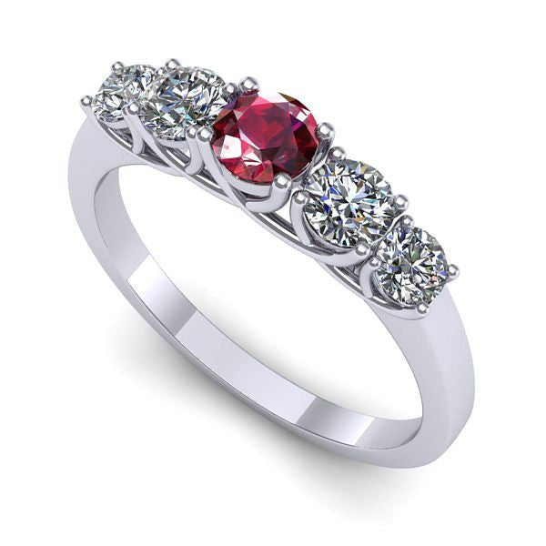Inel de logodna din aur alb cu rubin