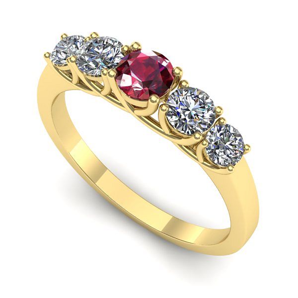 Inel logodna din aur galben cu rubin