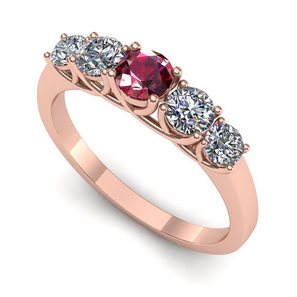 Inel de logodna din aur roz cu rubin