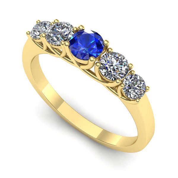 Inel logodna din aur galben cu safir