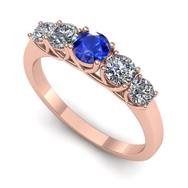 Inel de logodna din aur roz cu safir