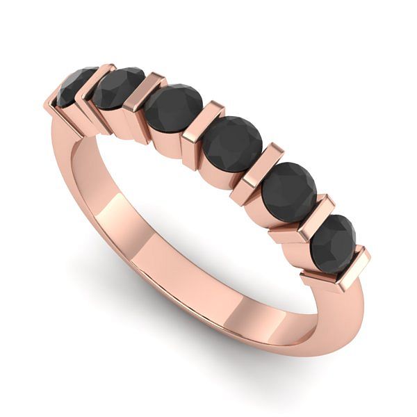 Inel din aur roz cu diamante negre