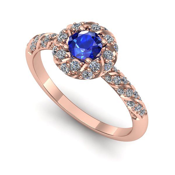 Inel din aur roz cu safir