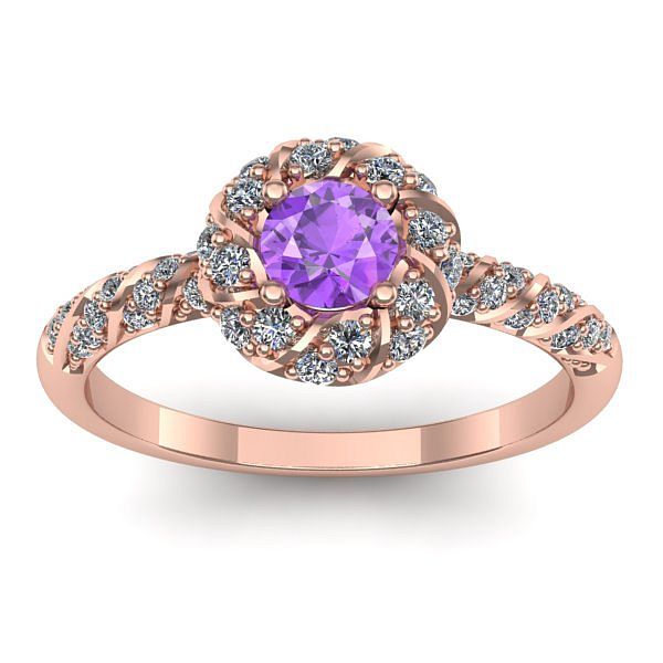 Inel de logodna cu ametist rotund