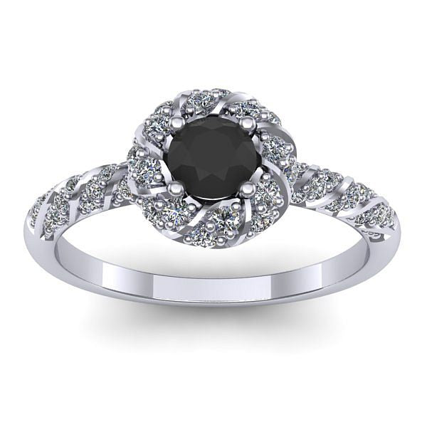 Inel logodna cu diamant negru rotund