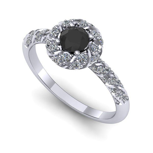 Inel logodna din aur alb cu diamant negru