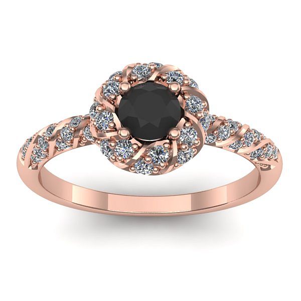 Inel de logodna cu diamant negru rotund