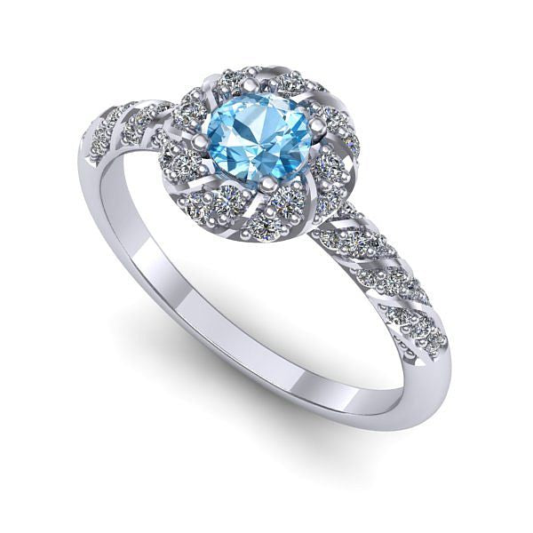Inel din aur alb cu topaz blue