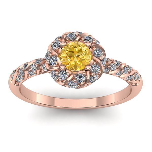 Inel logodna cu citrin rotund