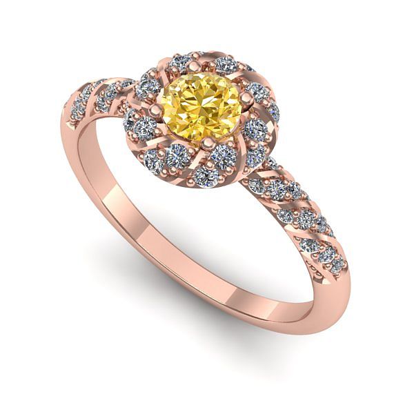 Inel de logodna din aur roz cu citrin