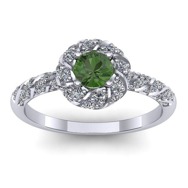 Inel logodna cu peridot rotund