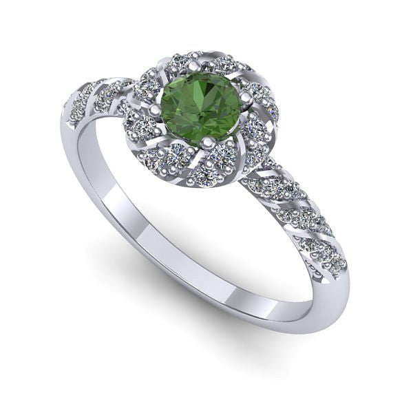 Inel de logodna din aur alb cu peridot