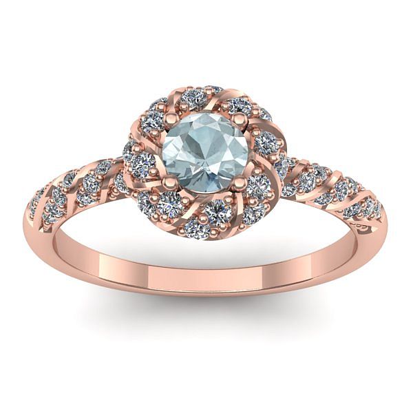 Inel de logodna cu aquamarin rotund