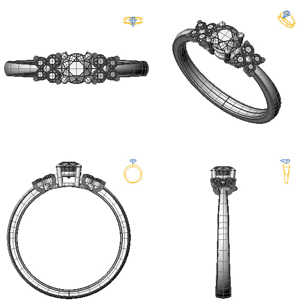 Inel logodna sidestone cu diamant negru