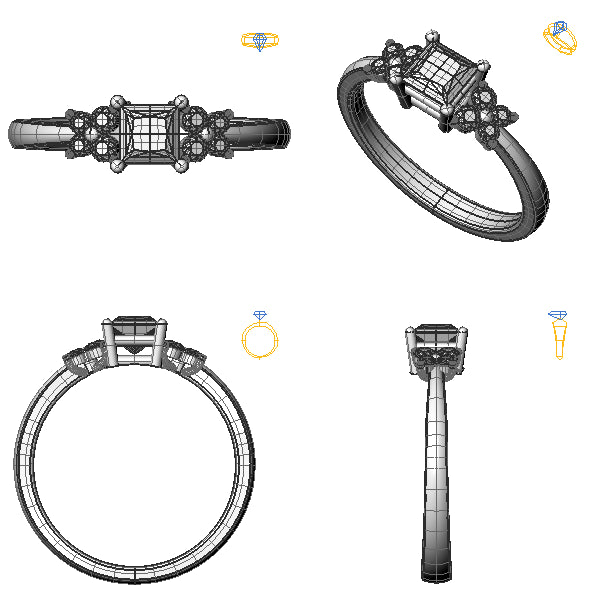 Inel logodna sidestone cu diamant negru