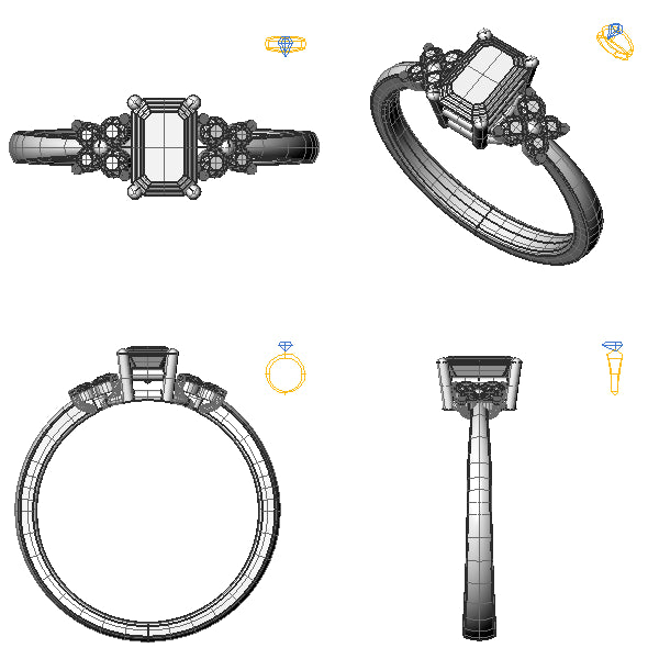 Inel logodna sidestone cu citrin