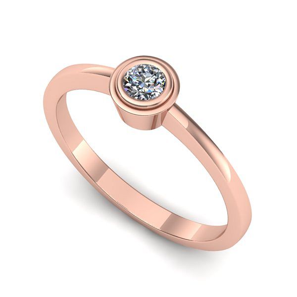 Inel din aur roz cu diamant