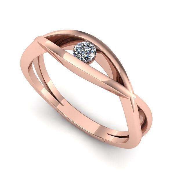 Inel de logodna din aur roz cu diamant