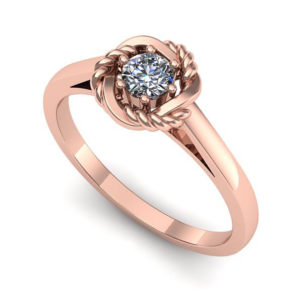 Inel de logodna din aur roz cu diamant