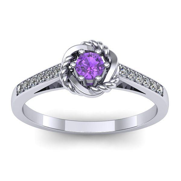 Inel de logodna cu ametist rotund