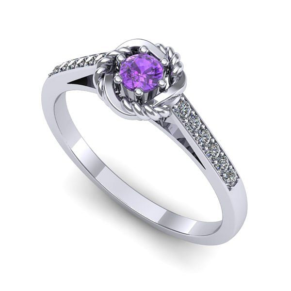 Inel din aur alb cu ametist