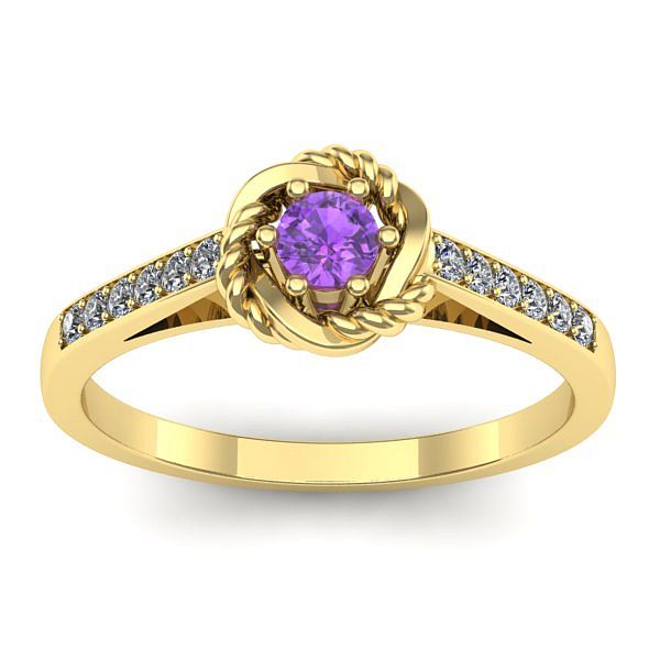 Inel logodna cu ametist rotund