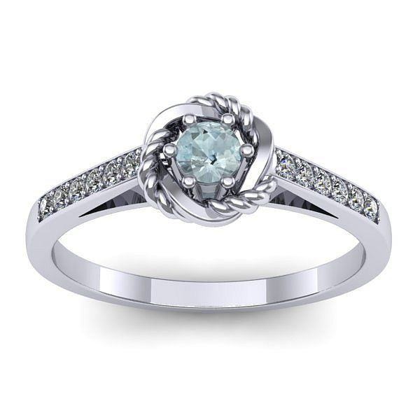 Inel cu aquamarin rotund