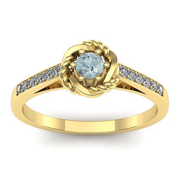 Inel de logodna cu aquamarin rotund