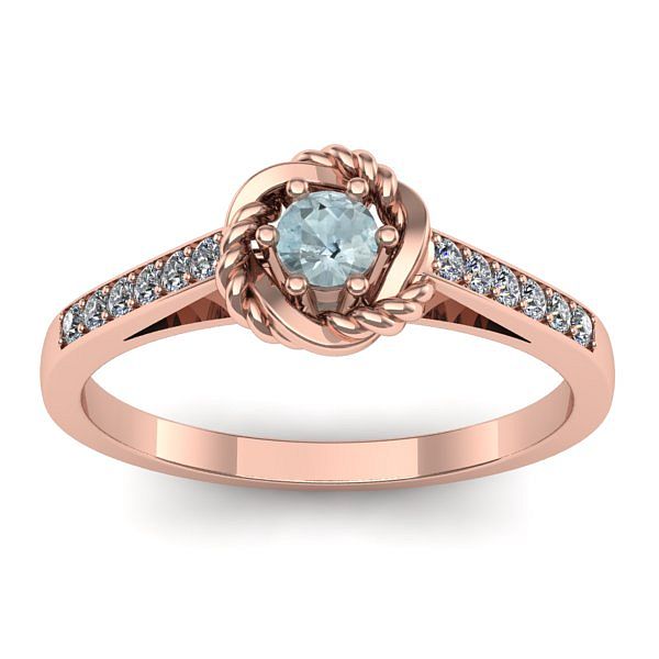 Inel cu aquamarin rotund