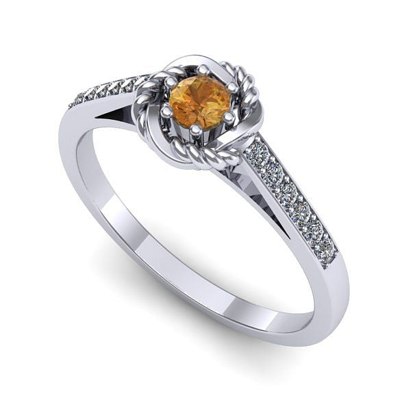 Inel din aur alb cu citrin