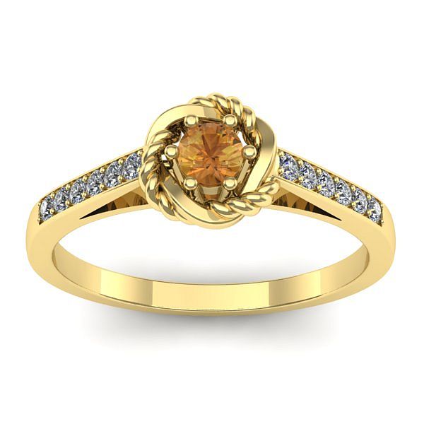 Inel logodna cu citrin rotund