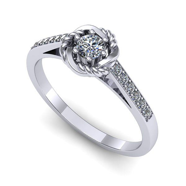 Inel de logodna din aur alb cu diamant