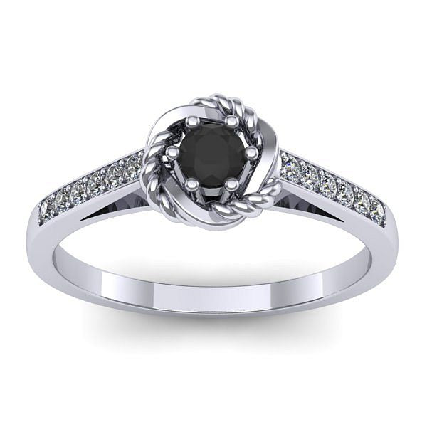 Inel cu diamant negru rotund
