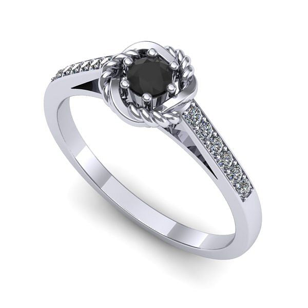 Inel din aur alb cu diamant negru