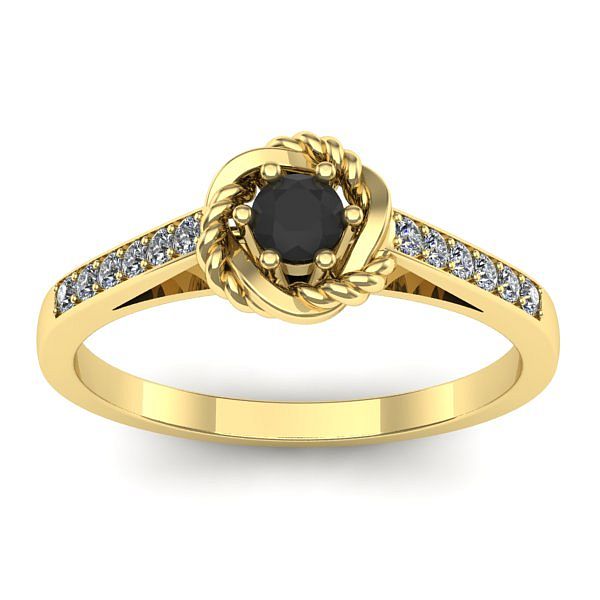 Inel de logodna cu diamant negru rotund