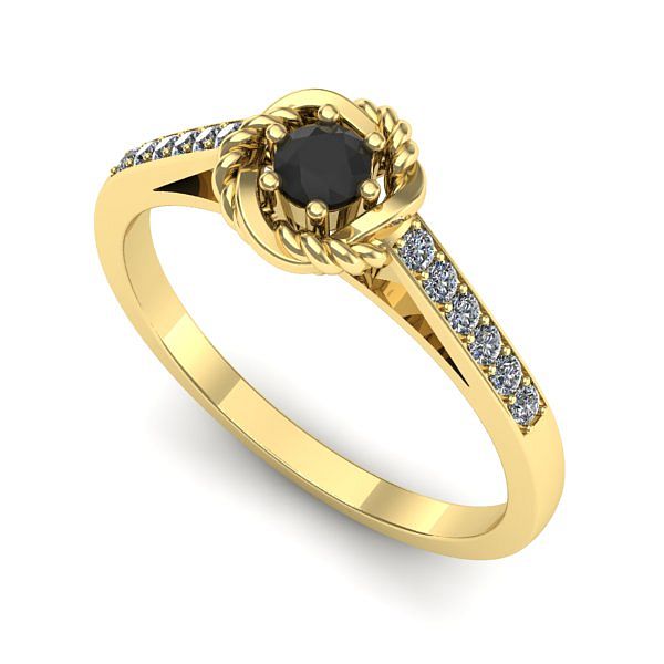 Inel din aur galben cu diamant negru