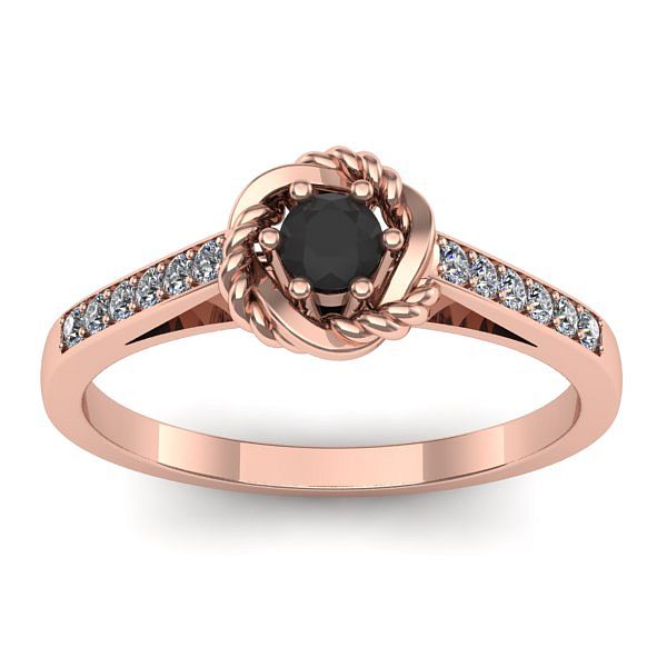 Inel cu diamant negru rotund