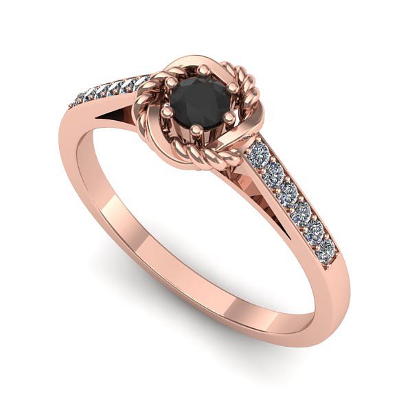 Inel de logodna din aur roz cu diamant negru