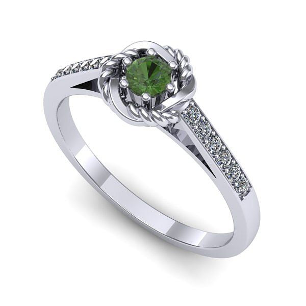 Inel de logodna din aur alb cu peridot