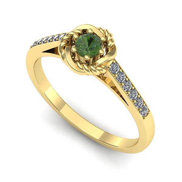 Inel logodna din aur galben cu peridot