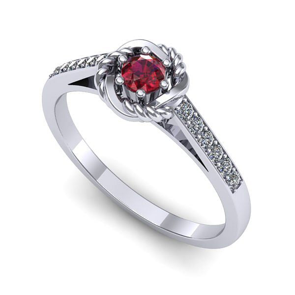 Inel logodna din aur alb cu rubin