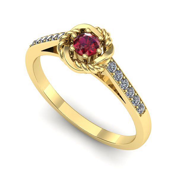 Inel logodna din aur galben cu rubin