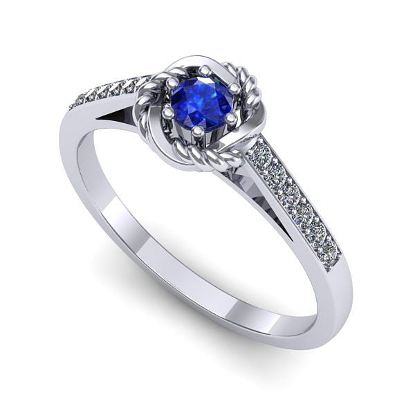 Inel de logodna din aur alb cu safir