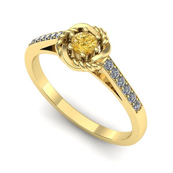 Inel logodna din aur galben cu safir galben