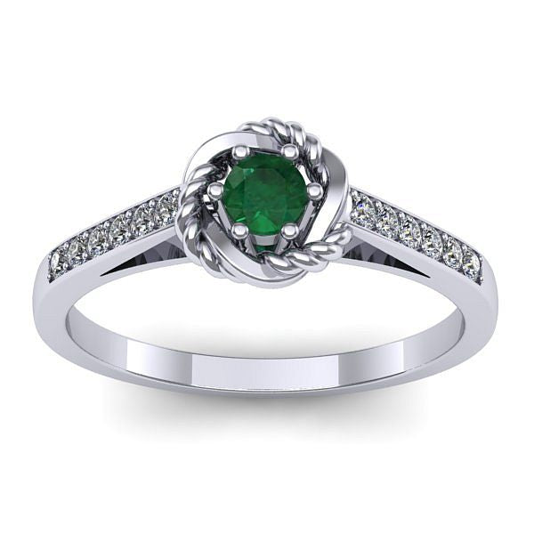 Inel logodna cu smarald rotund