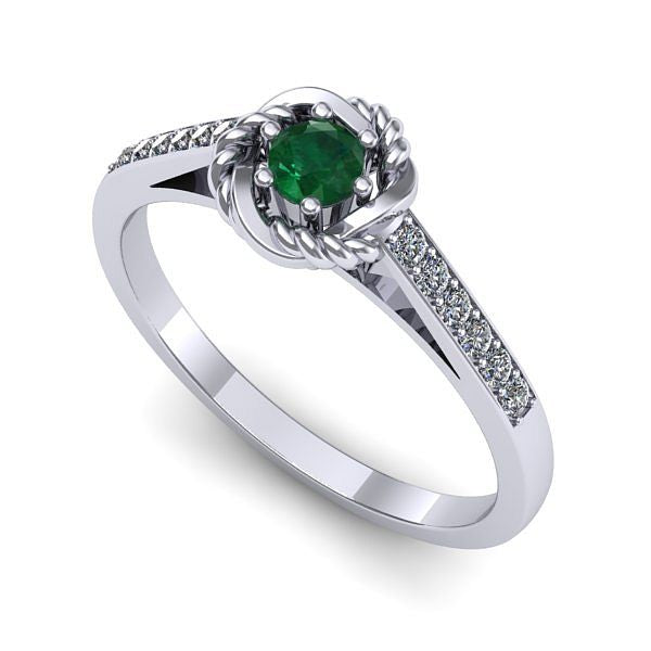 Inel de logodna din aur alb cu smarald
