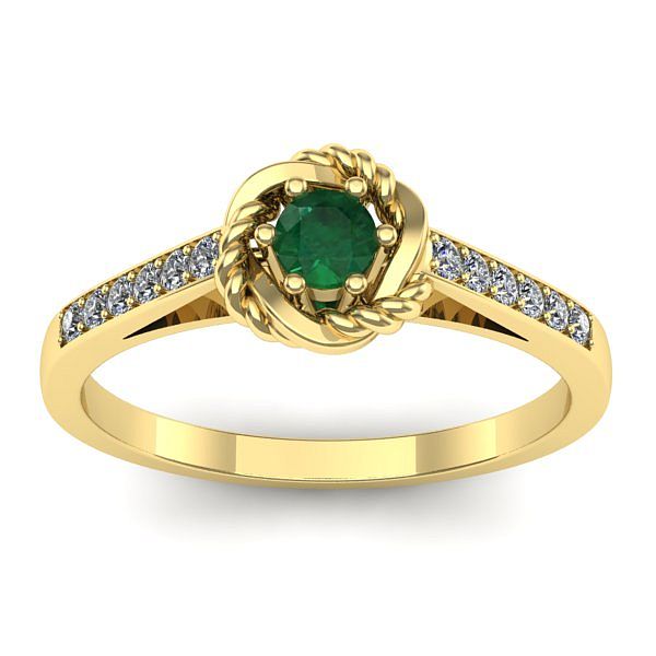Inel de logodna cu smarald rotund